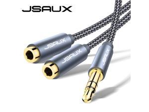 1Pcs JSAUX Headphone Splitter Audio Cable 3.5mm Male to 2Female Audio Splitter Cord Nylon Braided Stereo Y Splitter for iPhone, Samsu
