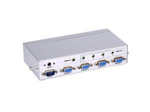 1Pcs VGA Splitter 1x4 VGA Audio Splitter 350MHz 1 input to 4 output display on 4 monitors support 1920x1440 with power adapter