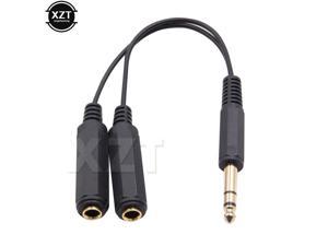 1Pcs 6.35 mm Male Stereo to 6.35 mm Double Female Adapter Jack 1/4 Audio Y Splitter Audio Cable 6.35 to 2*6.35 Connector
