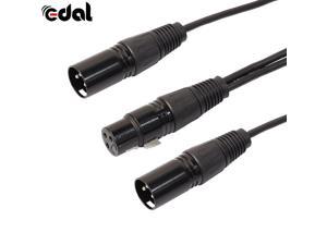1Pcs XLR female plug to 2 male XLR plug Y splitter cable 3 pin 1Ft XLR microphone adapter cable audio cable