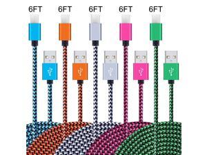 USB Type C Cable 5 Pack 6FT, StyleTech Nylon Braided USB Type A to C Fast Charger Cords for Samsung Galaxy Note 9 8,S8 S9 S10 Plus S10e,Google Pixel,Nexus,LG V30 V20 G6 5