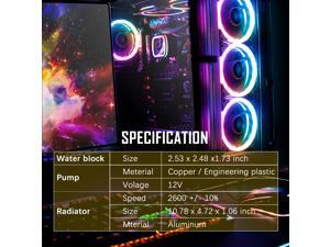 darkFlash DT240 240mm AIO Water Liquid Cooling Cooler Radiator with 120mm LED Rainbow Lighting Case Fan CPU Cooler (w/ 2pcs Rainbow fans)
