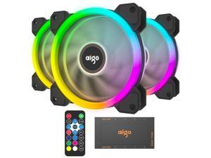 Aigo DR12 2019 Version 3IN1 120mm RGB LED Adjustable Color Quiet High Airflow Long Using Life Computer Case PC Cooling Fan, CPU Cooler and Radiator Aigo DR12 2019 Version 3IN1 120mm RGB LED Adjustable Color Quiet High Airflow Long Using Life Computer Case PC Cooling Fan, CPU Cooler and Radiator