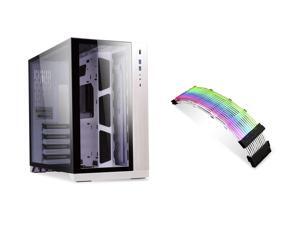 LIAN LI O11 Dynamic White  with  Strimer 24 pins combo Deal-Tempered Glass ATX Mid Tower Computer Case—O11DW strimer 24 pins