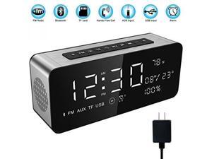 Soundance 12W Wireless Radio Alarm Clock Bluetooth Speaker with HD Sound Digital 9.4” LED Display of Time/Date/Temperature, iPhone Android Aux MicroSD USB Support, Model A10 Sliver with Wall Charger Soundance 12W Wireless Radio Alarm Clock Bluetooth Speaker with HD Sound Digital 9.4” LED Display of Time/Date/Temperature, iPhone Android Aux MicroSD USB Support, Model A10 Sliver with Wall Charger