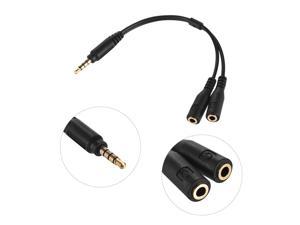 Mic Converter Cord Two 3 Pole TRS Female to One 4 Pole TRRS Male Plug 3.5mm Microphone Adapter Cable Audio Stereo for Smartphone (1pcs)