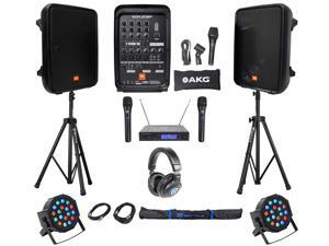 JBL EON208P 8" Bluetooth Speakes+Mixer+Stands+Wireless Mics+Headphones+Lights JBL EON208P 8" Bluetooth Speakes+Mixer+Stands+Wireless Mics+Headphones+Lights