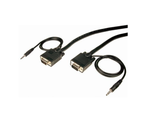HD15 Male Black Double Shielded 3 Foot Konnekta Cable Shielded SVGA Cable with 3.5mm Audio Coaxial Construction