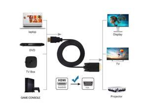 1.8M HDMI to VGA Cable, 5.9 ft. HDMI Male to VGA Male Cable Adapter with Built-In Chip Black