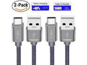 USB C Cable Fast Charging, Gllai 2-Pack(3ft/6ft) USB A to Type C Charger Nylon Braided Cord Compatible with Samsung Galaxy S10 S9 S8 Plus Note 10 9 8,Moto Z,LG V20 G6 G5,Switch and More(Grey)