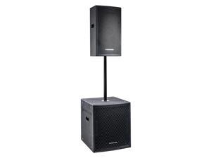 Sound Town CARME Series Powered PA Speaker and Subwoofer Combo Set with One 12” PA Speaker, One 15” Subwoofer, One Subwoofer Pole, Black Sound Town CARME Series Powered PA Speaker and Subwoofer Combo Set with One 12” PA Speaker, One 15” Subwoofer, One Subwoofer Pole, Black