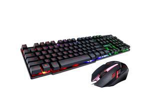 MK-680 Wired Gaming Keyboard and Mouse Combo, Ergonomic Design USB Color Backlight Rainbow Keyboard and Mouse Set for ...