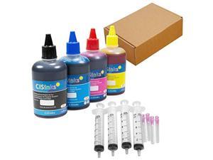cisinks standard universal black refill ink - 400 ml (16.9 oz) dye-based ink for all printers b, y, m, c + refill tool kits blu