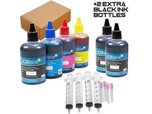 cisinks standard universal black refill ink - 600 ml (16.9 oz) dye-based ink for all printers b, b, b, y, m, c + refill tool ki