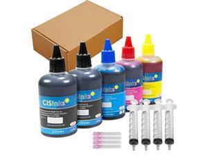 cisinks standard universal black refill ink - 500 ml (16.9 oz) dye-based ink for all printers b, b, y, m, c + refill tool kits