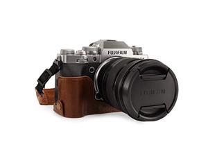 megagear mg1924 ever ready genuine leather camera half case compatible with fujifilm x-t4 - brown