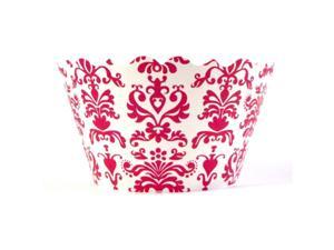 bella couture lu lu damask cupcake wrappers, red/white
