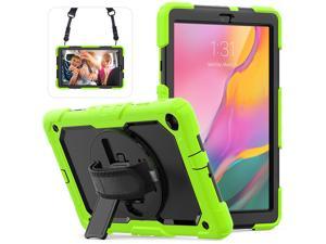 Werleo Samsung Galaxy Tab A 10.1 Case with 360 Rotating Stand Shoulder Strap Heavy Duty Full-Body Shockproof Protective Cover with Pencil Holder & Screen Protector for Galaxy Tab A 10.1 SM-T510 T515