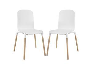 Stack Dining Chairs Wood Set of 2 - White