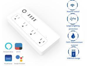 Smart Power Strip WiFi Power Bar 5ft Extension Cord Compatible with Alexa Google Home IFTTT Smart AC Plugs for Multi Outlets Surge Protector with 4 USB Charging Ports
