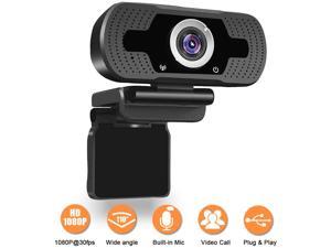 1080P Full HD Webcam, Computer Laptop Camera for Conference and Video Call, Pro Stream Webcam with Plug and Play Video Calling, Built-in Mic