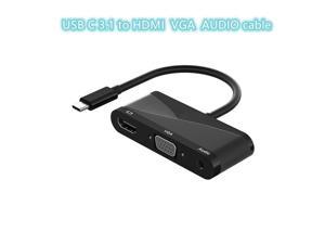 3IN1 USBC To HDMI-compatible 4K 30Hz VGA Hub Adapter USB 3.1 Type C USB-C to VGA 1080P HDTV 3.5mm Audio Video Converters for Mac