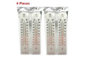 4pcs Wall-mounted Thermometers White Plastic Plaque Bold Printed Scale