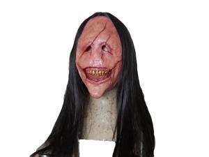 Halloween Female Devil Demon Scary Horror Latex Face Mask Hair Cosplay Party
