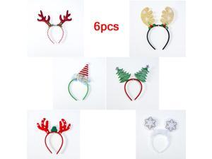 6 PCS Christmas Headbands Fancy Elf Reindeer Antlers Xmas Tree Bells Santa Hat Headbands for Kids Adults Party Favors