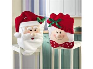 2Pcs Christmas Back Chair Covers Dining Room Chair Covers for Holiday Party Festival Kitchen Dining Room Chairs Mr & Mrs Father Christmas