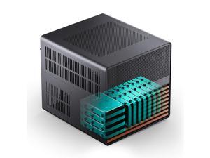 JONSBO N5 Gabinete para PC NAS, bahías para 12HDD+4SSD, soporta GPU HP Host, hasta 4 GPU, placa E-ATX (330mm)/fuente ATX, con 3 ventiladores integrados, 8 ranuras PCI, gabinete de chapa de madera sólida, servidor doméstico, Negro