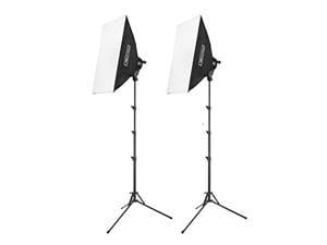 fovitec spectra 2-light led continuous softbox lighting kit for photography and video production with 10 25w led lamps, 2 20' x 28' softboxes and 5.