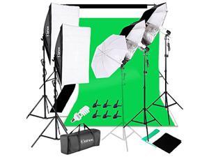 kshioe photo lighting kit, 2m x 3m/6.6ft x 9.8ft background support system and 900w 6400k umbrellas softbox continuous lighting kit for photo.