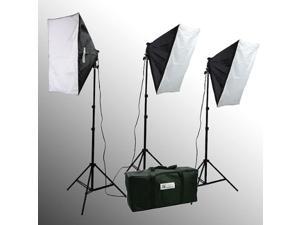 ephoto vl9004s3 2400 watt photo studio softbox kit with carrying case with 3 lightstands with 16x24-inches softboxes and 12 45w 5500k bulbs