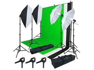 linco lincostore 2.9m x 3m/ 9.5ft x 10ft background support system kit and 800w 5500k umbrellas softbox continuous lighting kit for photo studio.
