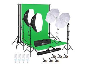 hpusn 8.5 x 10 ft background support system, photo video studio light kit 800w 5500k umbrellas softbox continuous lighting kit for photo studio.