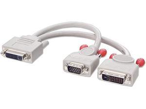 lindy dvi-i dual link female to dvi-d male with vga male monitor splitter cable (41008)