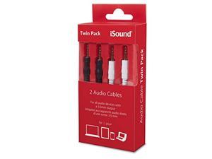 isound-6378 auxiliary cable twin pack for all audio devices with a 3.5mm output