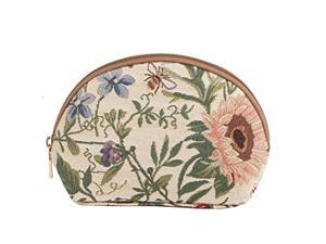 signare tapestry cosmetic bag makeup bag for women with morning garden design(cosm-mgd)
