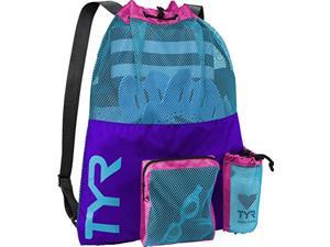 tyr big mesh mummy backpack for wet swimming, gym, and workout gear