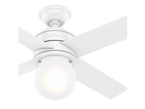 hunter fan 44 inch matte white casual indoor ceiling fan with light kit (renewed)