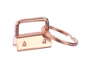 100 Sets - 1' Key Fob Hardware Set With Key Rings - Rose Gold Color - 1 Inch Lanyards Key Chains