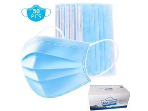 ZJZ 50pcs Adult Disposable Mask 3 Layers Protective Face Mask Blue Non-woven Fabric Masks Infection Bacteria Protective Mask Breathable Mask with.