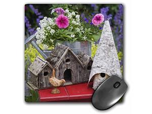 3drose llc 8 x 8 x 0.25 bird houses and planter on garden table jaynes gallery mouse pad (mp 83360 1)