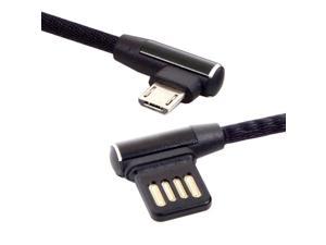 USB 2.0 Left Right Angled 90 Degree to Micro USB 5Pin Data Cable with Sleeve for Tablet & Phone 15cm