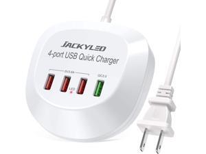 JACKYLED USB Charging Station with Quick Charge 4 USB Charging Hub Desktop USB Charger Station for Multiple Devices Compatible with iPhone iPad.