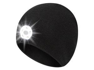Unisex Knitted Hat Led Headlamp Hat Outdoor Night Running Lighting Warning Light