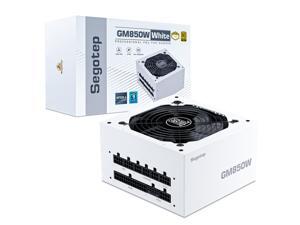 Fuente de poder Segotep 850W blanca PCIe 5.1 totalmente modular 80 Plus Gold ATX 3.1 para gaming, cable 12VHPWR, puerto 12+4PIN y puertos duales 6+2PIN para diferentes tarjetas gráficas, modo ventilador silencioso