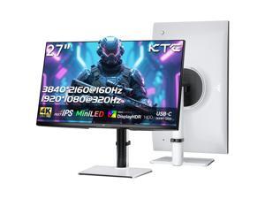 Monitor gamer KTC de 27" 4K MiniLED, UHD 3840x2160 doble modo (4K 160Hz/FHD 320Hz), HDR 1400, Fast IPS, Type-C 65W, KVM, VESA, inclinable, giratorio y ajustable en altura, blanco, M27P6