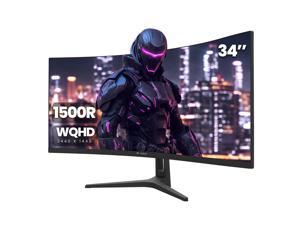 Monitor gamer curvo CRUA de 34 pulgadas ultrawide, WQHD (3440*1440P) 144Hz/165Hz, 1500R, 99% sRGB, compatible con AMD FreeSync, HDMI 2.0 y DisplayPort 1.4, montable en pared - negro